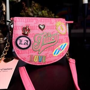 Juicy Couture Run the World Mini Crossbody Bag Pink Logo Chain NWT